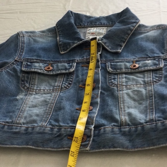 Old Navy Jean Jacket size M buttons front cuffs & back washable color blue #584 - Picture 3 of 10